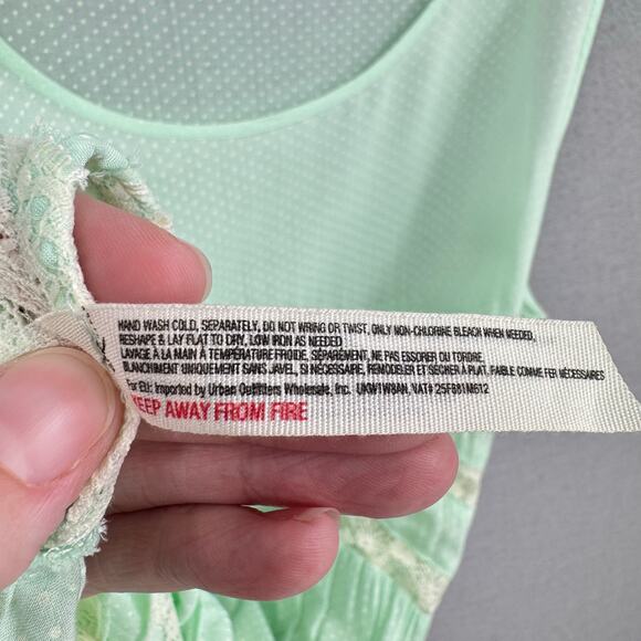 Free People Voile and Lace Pastel Mint Green Polka Dot Trapeze Slip Tank Dress - Picture 12 of 13